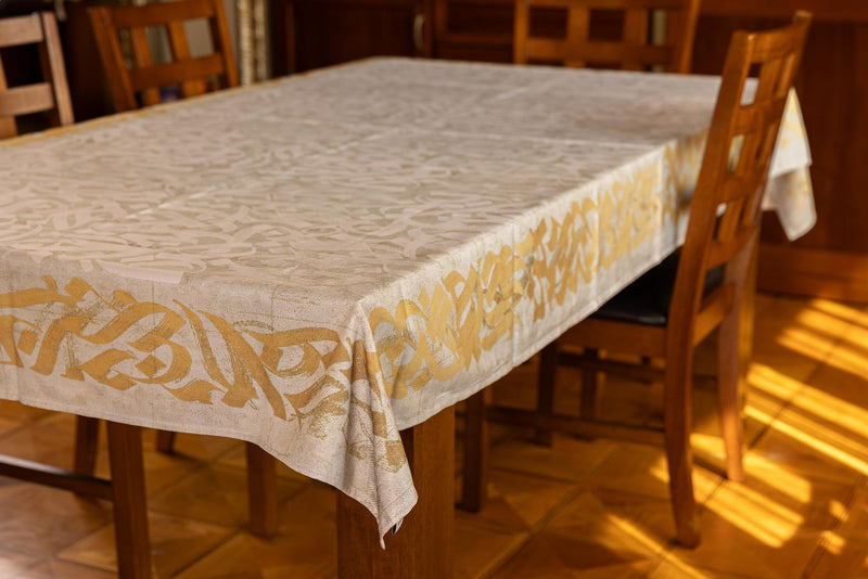 The Chic Calligraphy in beige table cover