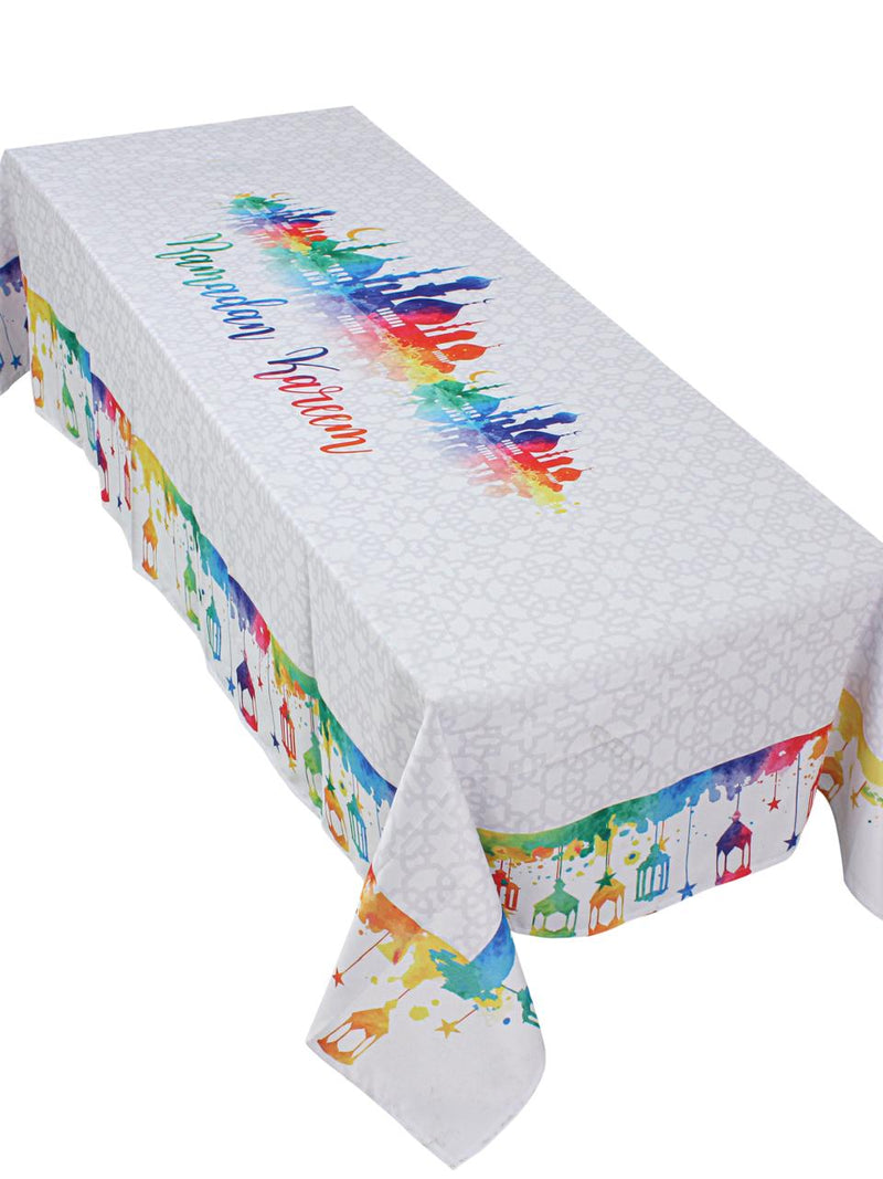 The Colourful watercolour lanterns table cover